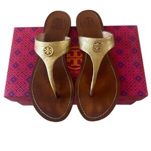 Tory Burch Cameron Gold Leather Sandals‎ 9.5